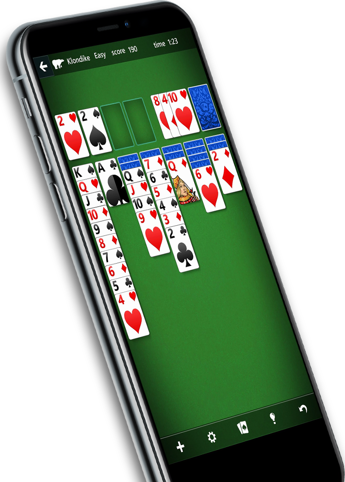 Mobile phone playing Microsoft Solitaire
